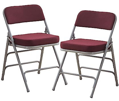 KAIHAOWIN Extra Dicke Gepolsterte Klappstühle 2er Set, Stuhl Klappbar mit Superweichem Kissen, Komfort Klappstuhl Metall für Wohnzimmer, Esszimmer und Büro Rot