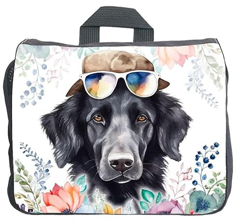 Cadouri Hundezubehörtasche mit Flat Coated Retriever - Aufbewahrungstasche mit Hunderasse für Hundebesitzer - originelles Geschenk - handgefertigt