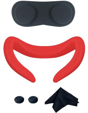 5PCS/Set VR Coussin Facial en Silicone pour Meta Quest 3, VR Casque Head Head Eye Pad Capuchon de Protection de l'objectif VR pour Le Pouce (Rouge)