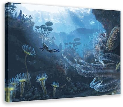 OakiTa Klassisches Subnautica-Poster, 6 Stück, Leinwand-Poster, Wandkunst, Dekordruck, Bild, Gemälde für Wohnzimmer, Schlafzimmer, Dekoration, Rahmen-Stil, 60 x 90 cm