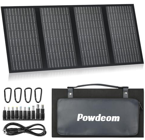 Powdeom SS60 Portable 60W Solar Panel, Waterproof IP67 Foldable Solar Panel Charger with 18V DC, PD 45W USB-C and 5V USB-A Output for Solar Generator 12V Battery