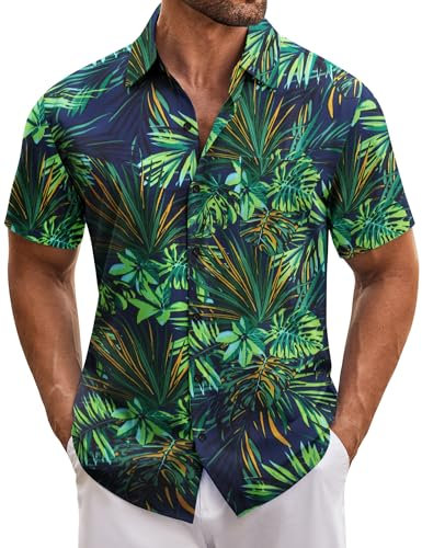 COOFANDY Hawaiian Shirts for Men Adult Short Sleeve Summer Printed Casual Mens Beach Shirts Regular Fit Men's Ugly Shirt Button Down with Pocket PAT8 M