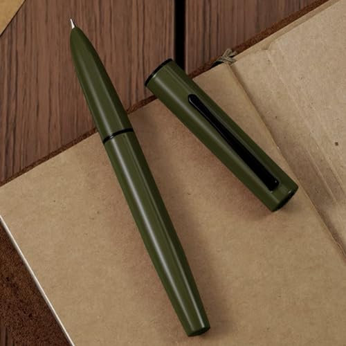 HONG DIAN C1 Fountain Pen Fine Nib, Dark Green & Classic Retro Design Metal Pen with Ink Converter
