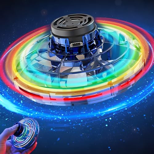 Hand Spinner UFO Boomerang,Bola voladora con Forma de Bola voladora UFO Mini Dronecon Luces LED y rotación de 360 °, Flying Spinner Voladora para Interior Exterior Niños Adulto, Azul