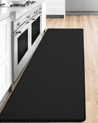 Color&Geometry 44x75 cm Alfombrilla Cocina Lavable Antideslizante, Alfombra vinilica Cocina, antifatiga, Antideslizante, Alfombra de Cocina Acolchada con Espuma para Estar de pie, cómoda, Negro
