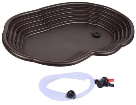 AWHAO Plato de baño para Reptiles, Plato de alimentación para Piscina con rampa, Plato de Agua para Tortugas, Suministros para Mascotas, baño semiacuático, Drenaje de Manguera