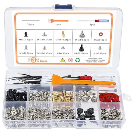 Sarini 332pcs Computer Case Screw Set Accessories PC Screw Kit Motherboard PC Laptop Screw Kit For Computer Maintenance