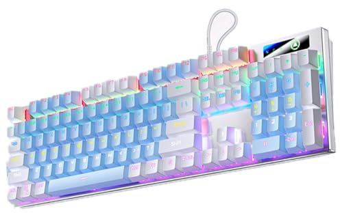 Ahuamty Typewriter Mechanical Gaming Keyboard, Retro Punk Keycap LED Backlit USB Wired Keyboards for Game and Office, for Windows PC