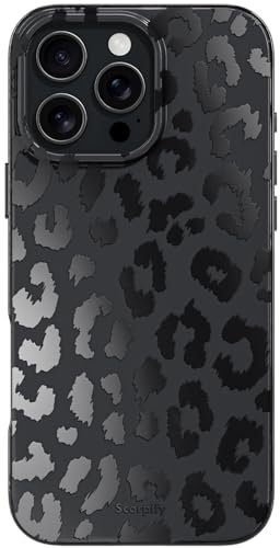 SCORPIFY für iPhone 16 Pro Hülle mit mattem schwarzem Leoparden Muster [kompatibel mit Magnetic], süße magnetische Handyhülle mit Geparden Print für Frauen, Mädchen und Männer, schmaler Bumper