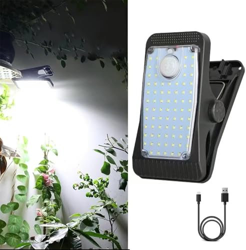 YZYOE New Enhanced 73 LED Outdoor Solar Clip Light, Portable Lighting with Motion Sensor, Waterproof Solar&USB Powered Courtyard Atmosphere Decorative Lights,3 Modes Path Light.