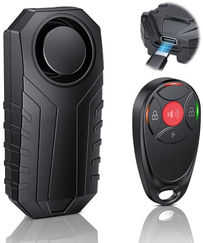 HAPYTHDA Alarme antivol rechargeable pour moto avec télécommande, alarme de vélo, alarme Motorrad Alarmanlage, accessoires de vélo, sécurité vélo, étanche IP65, 113 dB super fort