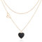Linawe Kette Schwarz Halskette Damen, Herzkette Herz Kette mit Anhänger, Edelstahlkette Edelstahl Schmuck Jewelry, Rosegold Statement Layering Kette Schmucksets, Trachtenschmuck