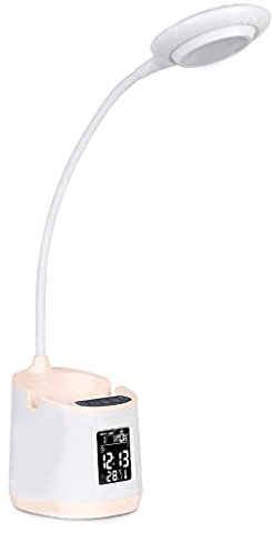 USB LED Desk Lamp With Alarm Clock Pen Holder Calendar 4 In 1 3-Level Dimmable Eye-Caring Study Light For Kids