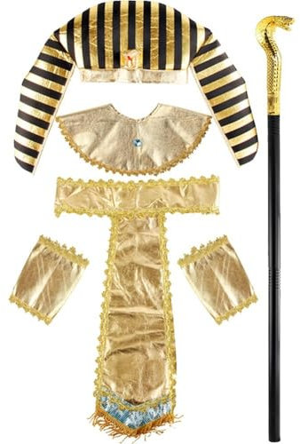 Hrippy Ägyptisches Kostüm Pharao Hut Manschetten König Stock Pharao Kostüm Ägyptische Requisiten Kostüm Set Halloween Dress Up Party Supplies