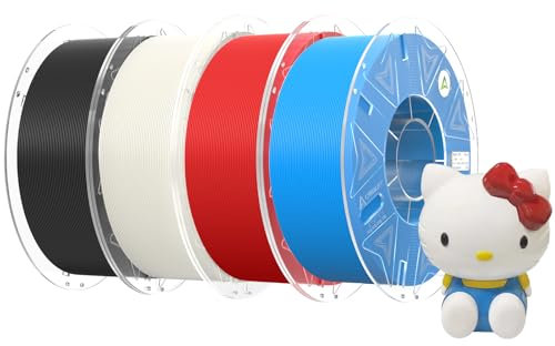 Creality Official Hyper PLA Filament Schwarz+Weiß+Blau+Rot 4KG, 3D Drucker RFID Filament für Hochgeschwindigkeitsdruck, widerstandsfähig, glatt, Überhang Leistung Maßgenauigkeit +/-0.03mm, 4 Rollen