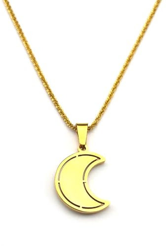 Synthese Strass Mond Halskette für Frauen Männer Gold Farbe Anhänger Halsketten Schmuck Halsband Luna 8378-QKC