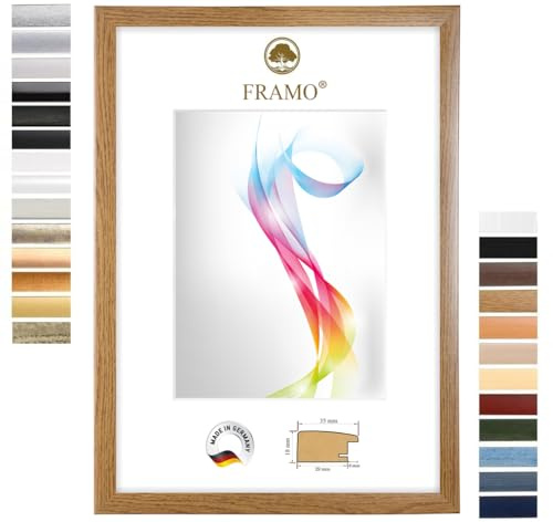 FRAMO Holz Bilderrahmen 48 x 68 cm (Bildmaß) in Eiche Rustikal | Größe wählbar | Rahmen für Poster | Puzzle | Foto collage | Maßanfertigung | Fotorahmen nach maß