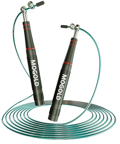 MOGOLD Springseil For Boxen Crossfit - Speed Rope For Erwachsene Fitness Mit Verstellbar 2,5mm Dickes 3 Meter Langes Rope Skipping Seil,Profi Seilspringen Stahl For Home Workout Sports (Black)