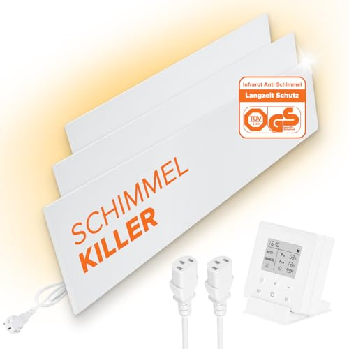 Infrarot Anti Schimmel Heizung – Schimmelentferner ohne Chemie mit Smart Timer – Alternative zu Schimmelspray – Für Wand & Bad – Bekämpft Schimmel am Ursprung - Xnature XN-IC60 3er-SET