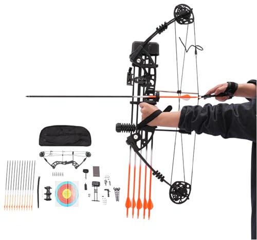JDBDU Compoundbogen Jagdbogen 30-60 LBS Compound Bogen Und Pfeile Set Einstellbare Sportbogen 280-320fps Erwachsene Jugend Schießen Bogenschießen Set