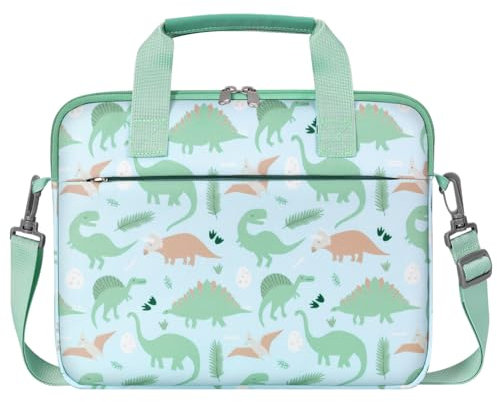 Dadanism Bolsa de Tableta para Niños, Funda Portátil con Asa y Correa para Tablet 10,5 Pulgadas para Fire HD 8 Kids Pro, Fire 7, iPad Mini 7/6, Galaxy Tab A9 8.7, Dinosaurio Verde