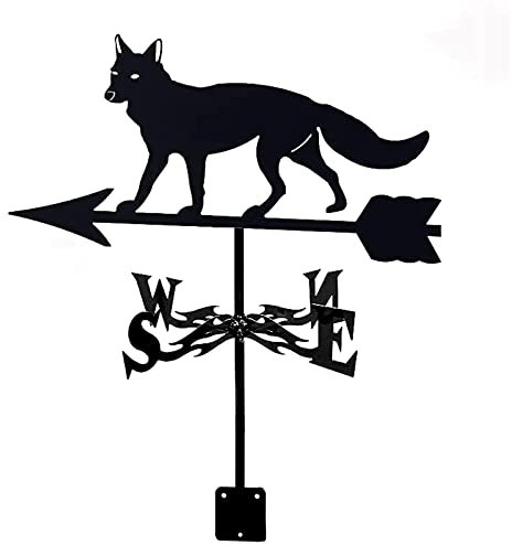 Girouette en métal en acier inoxydable pour extérieur, renard, girouette, indicateur de direction de la vitesse du vent, pour décoration de ferme, cour, jardin, tonnelle