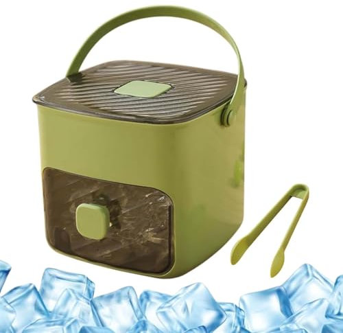 Eiswürfelbereiter vom Presstyp, Eisbox mit 48 Fächern, Eiswürfelbereiter, Mehrzweck mit Griff, Schnellverschluss, wiederverwendbar für Kaffee, Cocktails, Saft Green