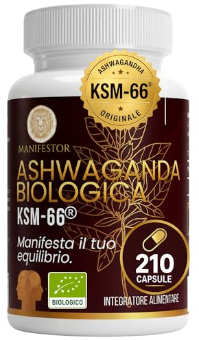 Ashwagandha KSM-66® 210 Capsule Vegane – Withania Somnifera Pura ad Alta Concentrazione – Supporto Equilibrio Mentale, Rilassamento e Benessere Quotidiano