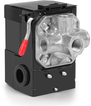 RSHEXJI Air Compressor Pressure Switch FB10-4H, 4-Port 1/4 NPT, 95-120 PSI Pressure Control Switch Air Compressor Assembly Replacement, Central Air Pressure, Husky, Campbellhousefeld Compatible
