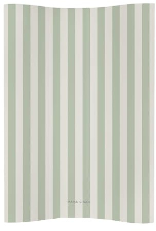 Anti Roll Changing Mat by Mama Shack - Baby Changing Mat with Wedge Design - Waterproof - Fits Most Baby Changing Tables - 67 x 44 cm (Candy Stripe Sage)