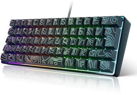 Goshyda 61 -Tasten Kompakte Tastatur, RGB -anpassbare Backstreuz -Gaming -Tastatur, USB -Kabel -Mechanik -Feeling -Büro -Computer -Tastatur für das Arbeitsspiel