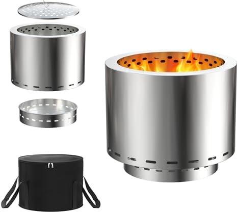 HENGMEI Campingkocher Feuerschale Outdoor Holzvergaser Kocher Edelstahl Rauchfreie Feuerschalen Tischkamin mit Aufbewahrungstasche Camping Holzofen (Typ D)