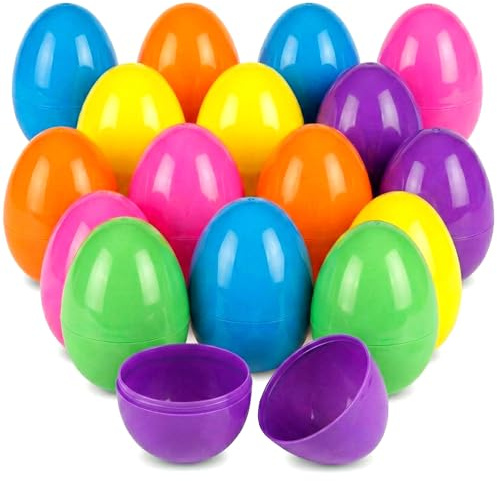 HSSPYY Wiederverwendbare Ostereier (ca. 9 cm) – 24er Set bunte, teilbare Kunststoff-Eier (6 Farben) – Leere Befüllbare Eier für Ostereiersuche, Familien- & Party-Aktivitäten