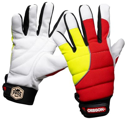 Oregon Protect Pro Chainsaw Gloves, Left-Hand Protection, Orange/Black, Red/Yellow