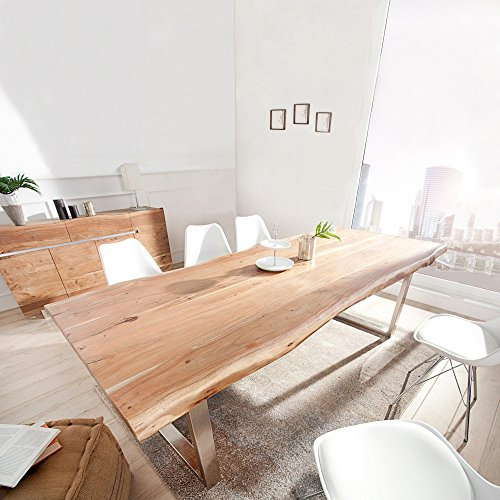 cagü Esstisch AMBA Natur aus Akazienholz massiv 220cm x 100cm & 60mm Tischplatte