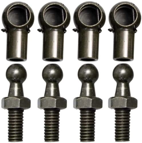 JINGLINGKJ 10MM Ball Socket M8 Male Screw Bolt Female Thread Detachable Gas Spring Metal Ball Joint Connector With Metal Wire End Fitting Bearing Joint 4pcs