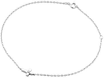 MIORE Armband Damen Diamant Armband Kreuz Kette Weißgold 9 Karat / 375 Gold Elegantes Armband mit Diamant Brillant, Länge 18 cm Armschmuck