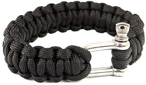 OUTLETISSIMO® Armband Paracord 550 mit Vierkantanschlag Verschluss Stahl U Gitter Überleben, 222 cm, Seil