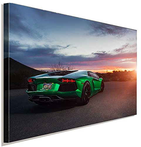 AK ART Lamborghini Grün Leinwandbild Kunstdruck Wandbild Wanddeko Mehrfarbig XXL (100x75cm)