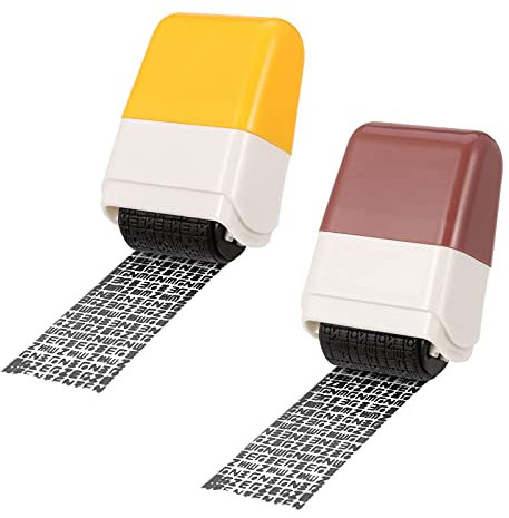 Teblacker 2 Stück Identität Diebstahl Prävention Stempel Textschwärzer Schutz Identität Guard Rollen Stempel Breit Rollender Sicherheit Stempel Tarnstempel