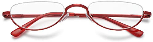 VEVESMUNDO Metall Lesebrillen Halbrand Damen Herren Halbrahmen Halbmond Design Lesehilfe Sehhilfe Brille mit Sehstärke