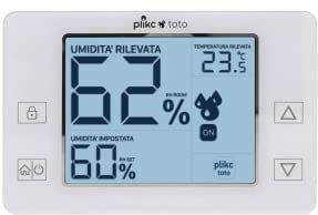 Umidostato igrostato digitale da parete - contatto in scambio da 6 (2) A - Alimentazione a batterie - plikc toto