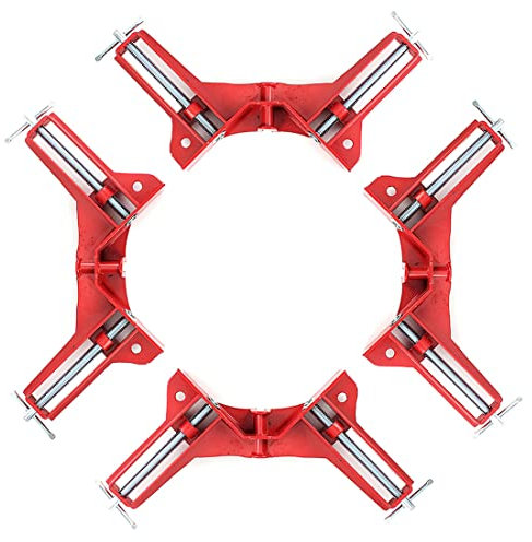 Omninmo Lot de 4 pinces à angle droit à 90 degrés avec mâchoires réglables - Support de verre multifonction pour le bricolage, le travail du bois, les étagères, le soudage, les armoires