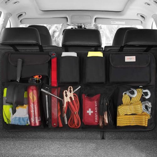 SURDOCA 3rd Gen Kofferraum Organizer, Auto Aufbewahrung mit 8 Große Taschen, Stärker Autobox Kofferraum Klettverschluss, Universal Kofferraumtasche Autotasche