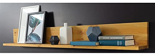 Lomadox Wandboard Regal Bücherregal Wandregal Massivholz Kiefer massiv eichefarbig 160 cm breit