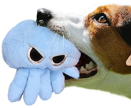 Grumpy Octopus Quietschendes Hundespielzeug – 15,2 cm – lustiges & bezauberndes Plüschtier – langlebiges Welpen-Kauspielzeug für kleine, mittelgroße und große Hunde & aggressive Kauer – Interaktives