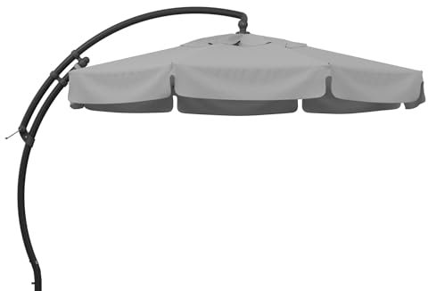 Sun Garden Easy Sun TM Ampelschirm 350 cm | rund | Aluminium Anthrazit | 100% Olefin (ca. 190 g/m²) | 360° drehbar | Öffnung mit Kurbel | Bezug in Hellgrau B079