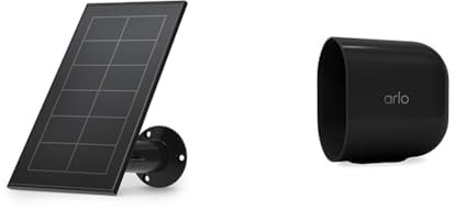 Arlo Panneau Solaire, Câble 2.4m, Noir, Étanche, Compatible Avec Pro 3, Pro 4 (+XL), Pro 5 & Pack De 1 Housse, Noir, Compatible Avec Arlo Go 2 3G/4G LTE Camera Surveillance Exterieure