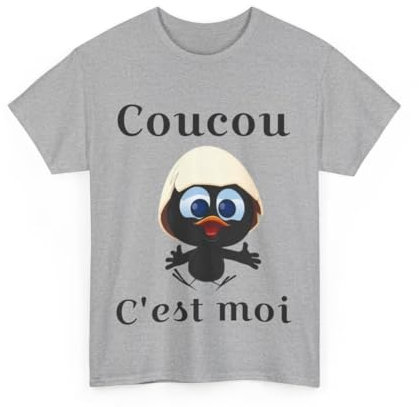 Tee shirt Unisex Caliméro Coucou c'est moi Homme/Femme Taille M, Couleur Sport Grey
