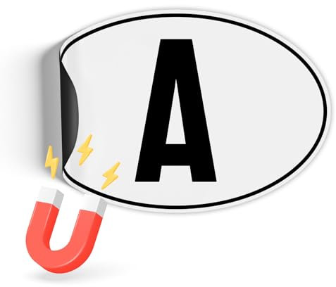 Finest Folia Länderkennzeichen Magnetfolie UV-Druck nach DIN Norm 17,5x11,5cm Kennzeichen Magnet Schild für Auto LKW Wohnmobil Bus wetterfest magnetisch RV005 (30 Österreich, Magnetfolie)